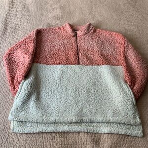 Time And Tru Sherpa Fleece Pullover Womens 1X 16W-18W Red & White Sweater,